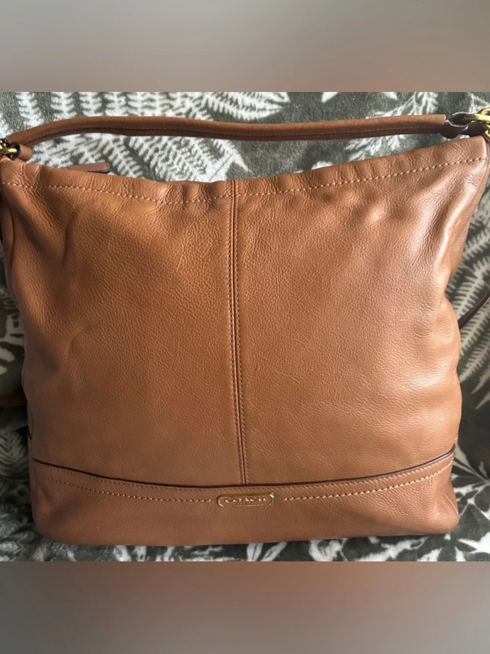 Coach Pebbled Leather Shoulder Bag in Cognac
